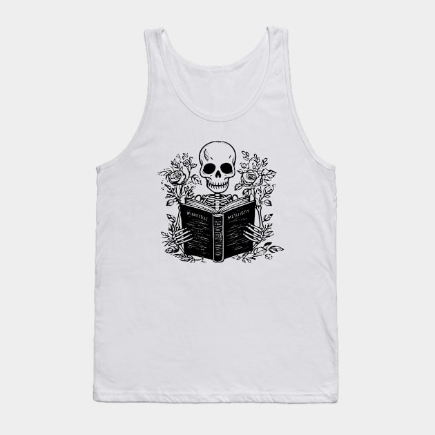 skeleton reading book Tank Top by Pictandra